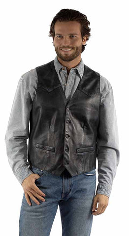 MN NAVY LEATHER VEST