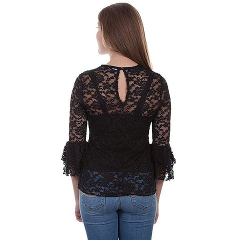 Lace Top Rose Black Shirt
