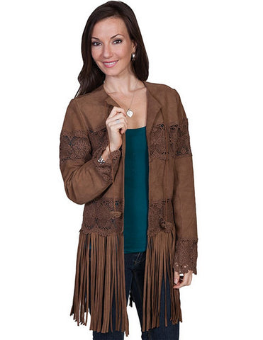 Carmal Brn Fringe Jacket
