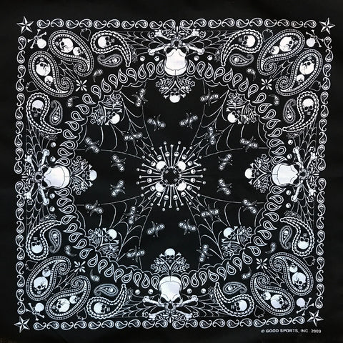 COTTON BANDANA BLK SKULL 4133