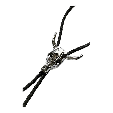 Bolo Silver N BLK Steer Skull Bolo