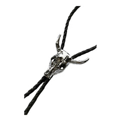 Bolo Silver N BLK Steer Skull Bolo