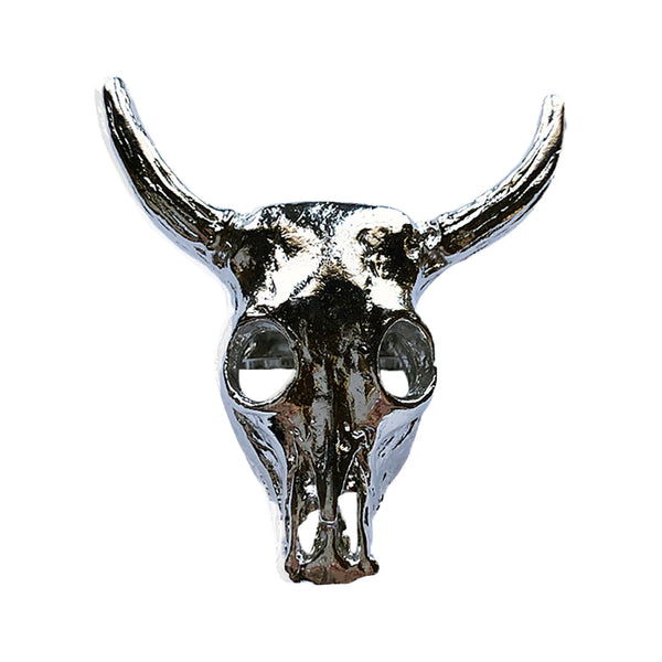 Bolo Silver N BLK Steer Skull Bolo