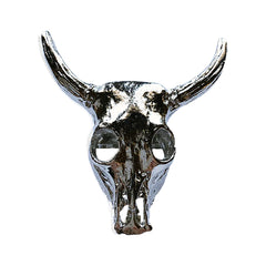 Bolo Silver N BLK Steer Skull Bolo