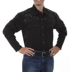 Men's Rose Embroidered Straight Shirt