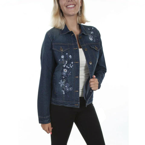 Ladies Tonal Embroidered Denim Blouse