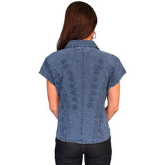 Sleevess Blou Shirt