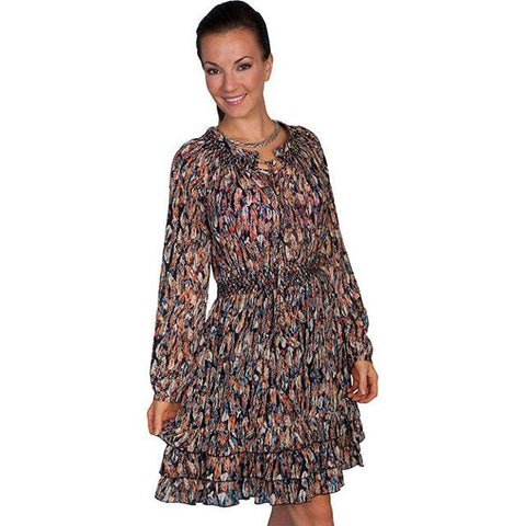 Feather Print D Black Dress