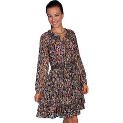 Feather Print D Black Dress