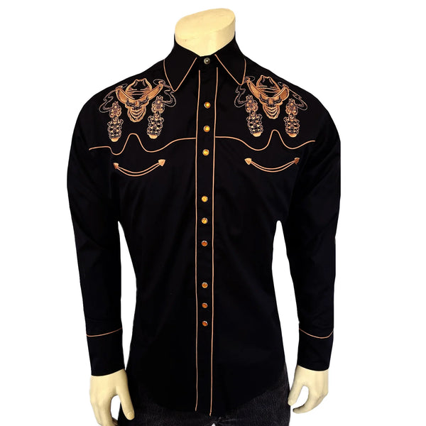 MN SHIRT BLACK COWBOY BLAZING