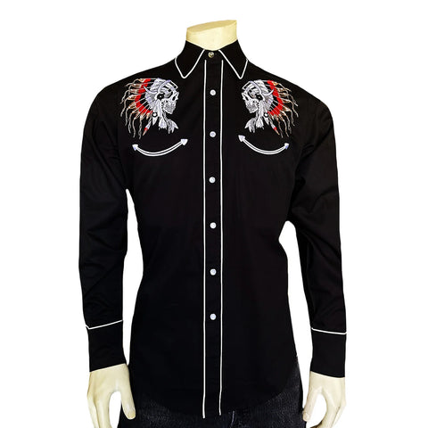 MAN SHIRT CHIEF SKULL BLK 6738