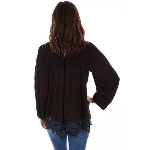 Lace Button Up Blouse With Smocking Blouse