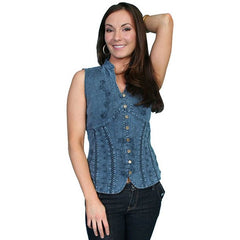 Sleevess Blou Shirt