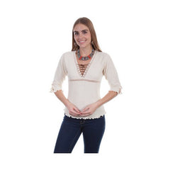 3/4 Slv Lace Up Shirt