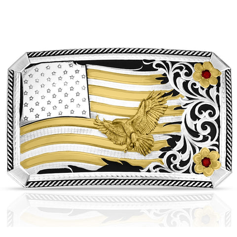 FLAG BUCKLE W FILGREE EAGLE1007