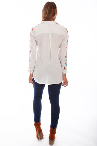 Button Front Emb Shirt