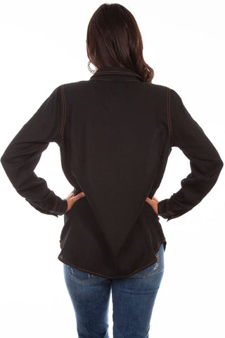 Colorful Emb. Co Black Blouse
