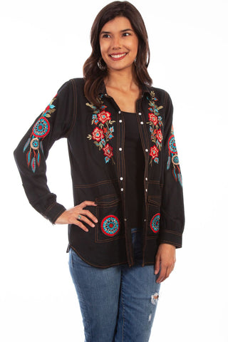 Colorful Emb. Co Black Blouse
