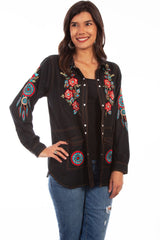 Colorful Emb. Co Black Blouse