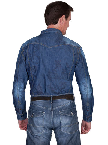 Denim Shirt With T Shirt