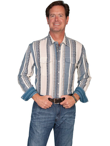Dobby Multi Strip Blue Shirt