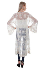 Ivory Long Sleeve Lace Duster Vest Shawl