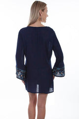 Navy Emb. Tunic Dress