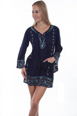 Navy Emb. Tunic Dress
