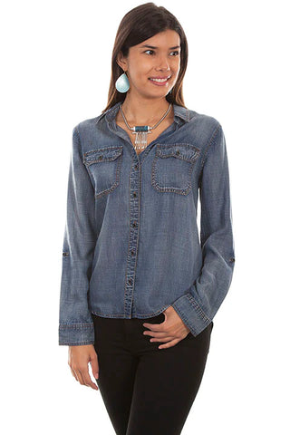 Hi/Lo Lace Up Cha Blouse