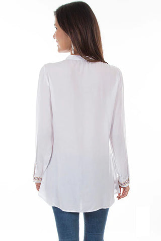 L/S Blouse With Bu Wht Blouse