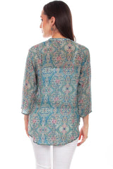Button Up Print Blouse