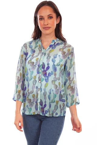 Button up Print Blouse