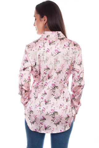 Rose Blouse with Fringe