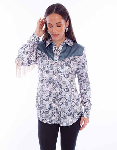 LD SATIN POLY PRINT BLOUSE 866