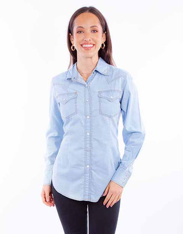 LD WESTERN TOP IN LIGHT BLUE 932