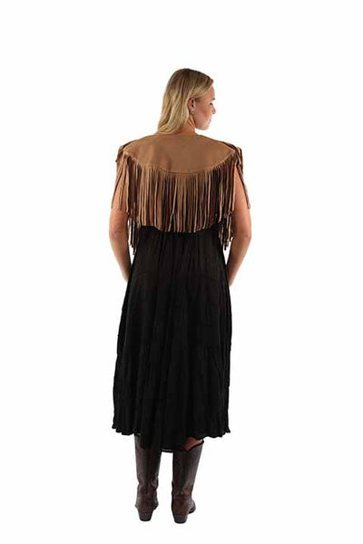 L short fringe shawl Tan 937