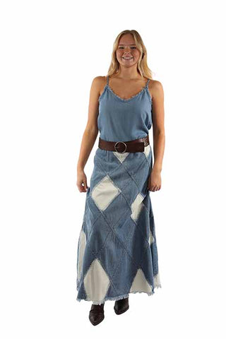 LD LONG PATCH SKIRT BLUE 946