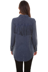 L/S Button Up Fringe Blouse