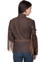 Jacket Brn Sleevew/Fringe Jacket