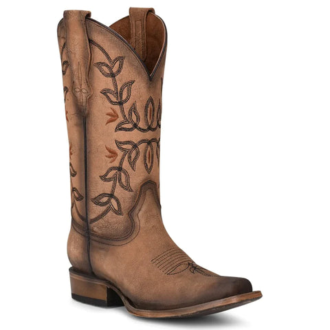 LD BROWN FLOWERED BOOTS L2032