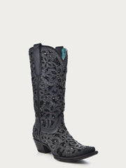 LD BLK INLAY EMB. STUDS 3752