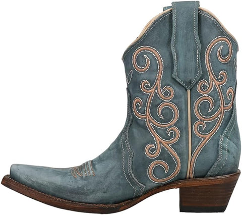 LD DISTRESSED BLUE EMBRO. ANKE   6068
