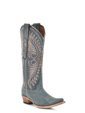 LD BLUE EMBR. SNIP TOE BOOT 6120
