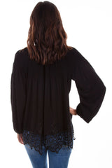 Lace Button Up Blouse With Smocking Blouse