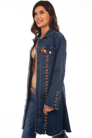 Lace Up Front & Denim Blouse