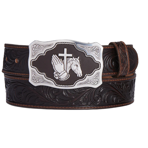 Brown Floral LEATHER Belt  02795