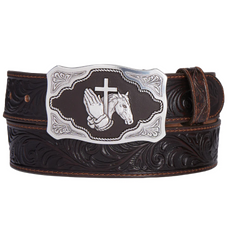 Brown Floral LEATHER Belt  02795