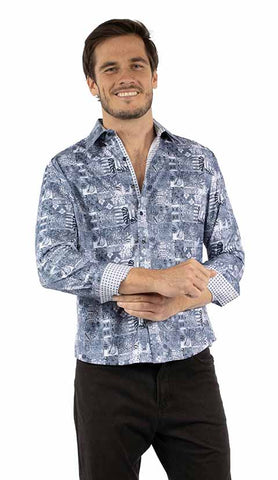 MN POLYNESIAN PRINT DRESS SHIRT 381