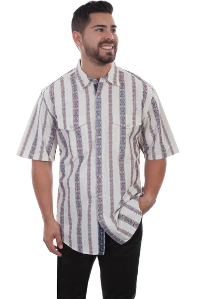 Dobby Stripe Shirt Cream Shirt