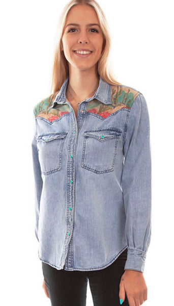 Denim Cactus Print Shirt